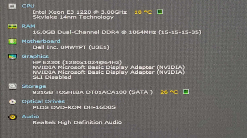 Dell precision T3620, Xeon E3-1220 V5 3.00GHz, 16GB DDR4, 1TB HDD, 2x Quadro 600