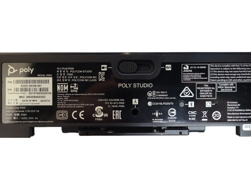 Polycom Poly Studio P009 USB 4K Video Conference Sound Bar, No stand