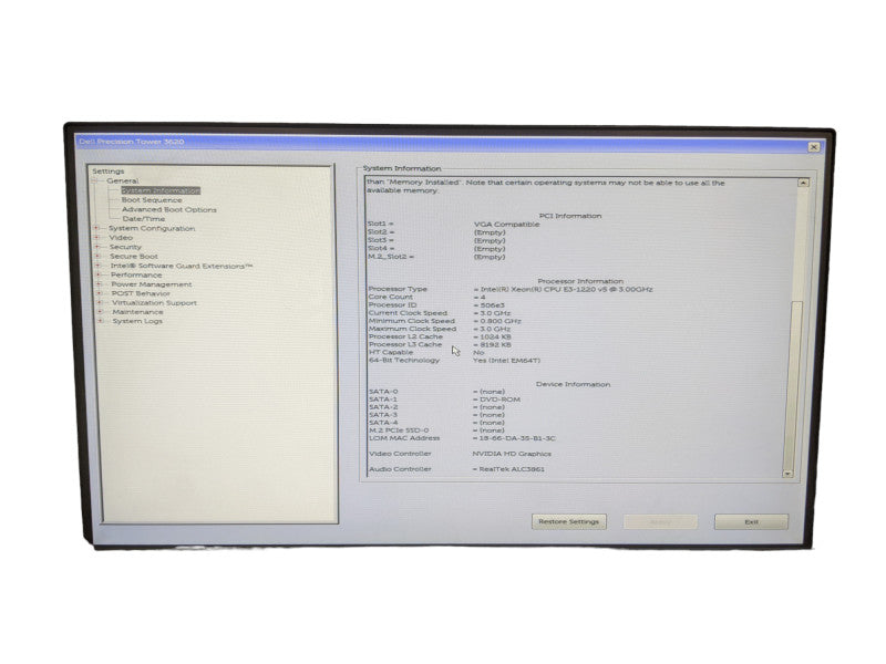 Dell Precision T3620 | E5-1220 v5 | 16GB DDR4 | No HDD | Quadro K620