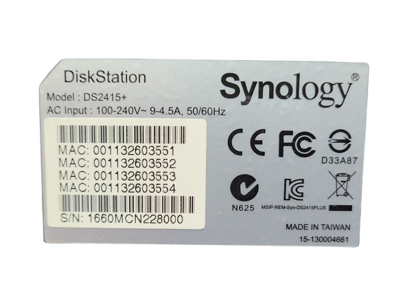 Synology 12 bay NAS DiskStation DS2415+, No Caddies, READ