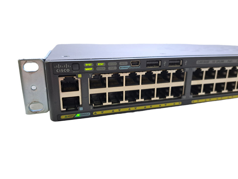 Cisco WS-C2960X-48LPS-L | 48-Port Gigabit PoE+ 370W Switch | 4x SFP