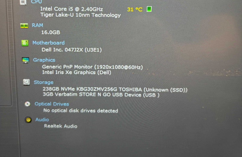 Dell Latitude 5420 TOUCH Intel Core i5-1135G7 16GB 256SSD Cracked Cover READ  Lap200