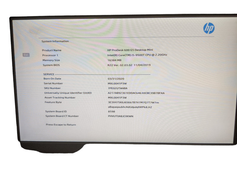 HP ProDesk 600 G5 USFF Desktop | Core i5-9500T | 16GB DDR4 | No HDD/No Os