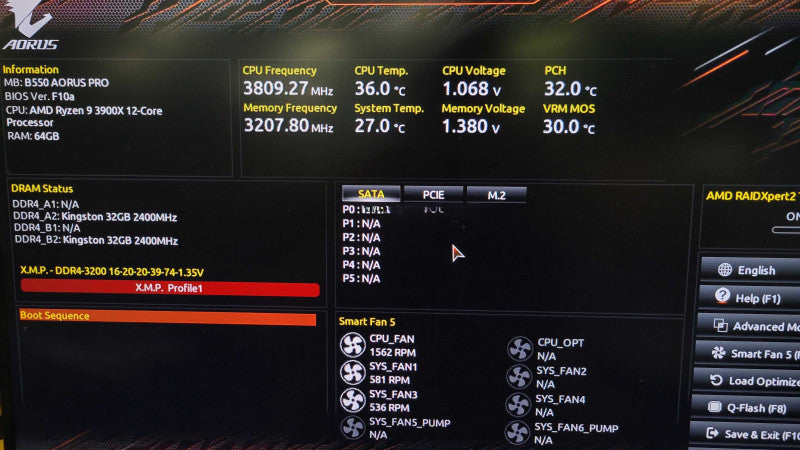 AMD Ryzen 9 3900X | Gigabyte B550 Aorus PRO | 64GB RAM | EVGA RTX 2060 Super  %
