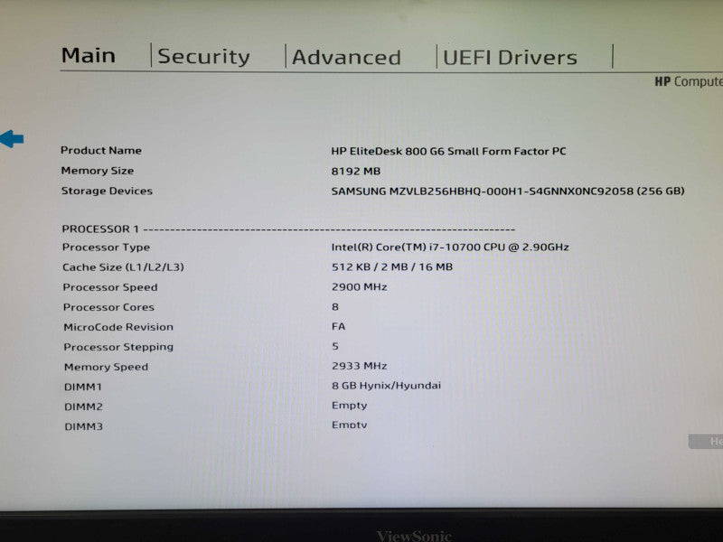 HP EliteDesk 800 G6 SFF, Core i7-10700 2.90GHz, 8GB DDR4, 256GB NVMe _