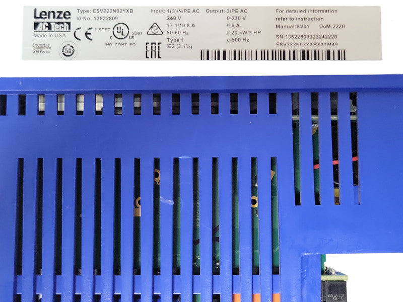 Lenze AC Tech ESV222N02YXB Variable Frequency Drive 3HP, READ _
