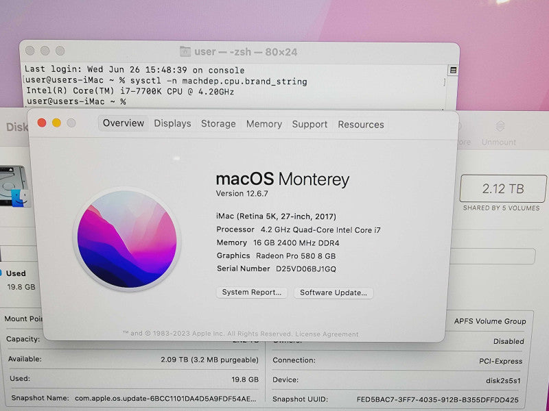 Apple iMac Retina 5K 2017 27\\" 4-Core i7-7700K @ 4.2GHz 16GB DDR4 2TB Fusion  (