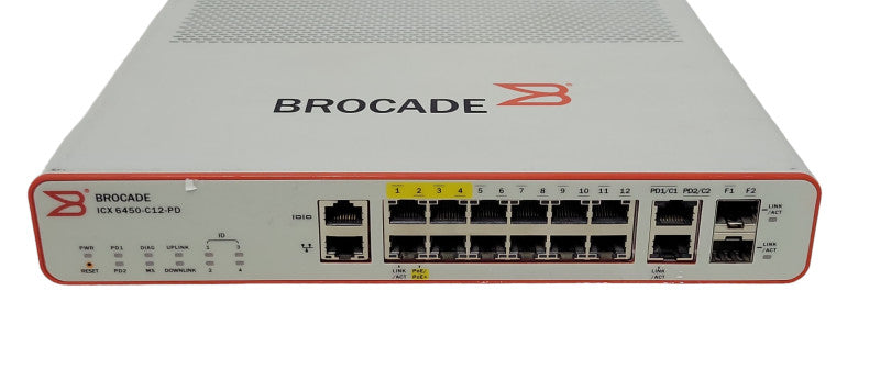 BROCADE ICX6450-C12-PD 12-port 1 GbE compact switch (4x PoE+), 2x100 Mbps Q_