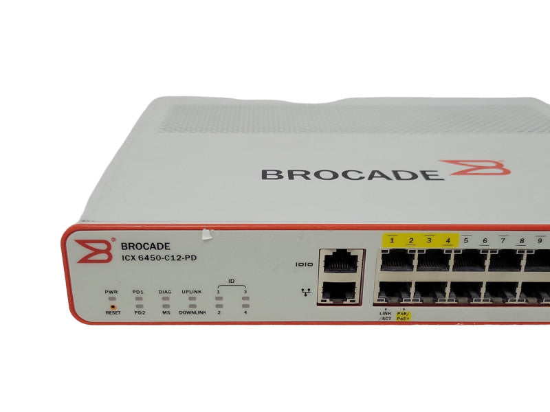 BROCADE ICX6450-C12-PD 12-port 1 GbE compact switch (4x PoE+), 2x100 Mbps Q_