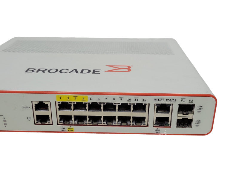 BROCADE ICX6450-C12-PD 12-port 1 GbE compact switch (4x PoE+), 2x100 Mbps Q_