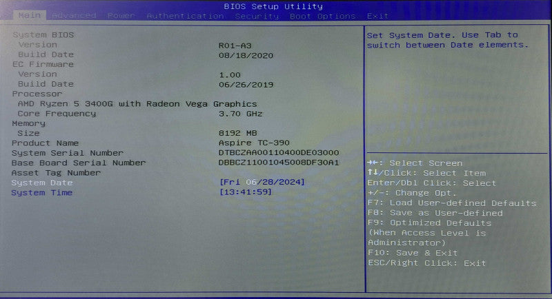 Acer Aspire TC-390 Tower | AMD Ryzen 3400G @ 3.70GHz, 8GB DDR4, 512GB NVMe