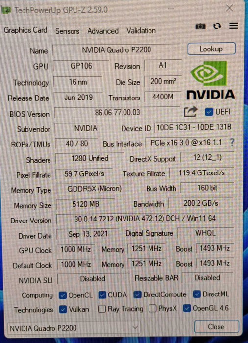 NVIDIA Quadro P2200 5GB GDDR5X Graphics Card | 4x DisplayPort