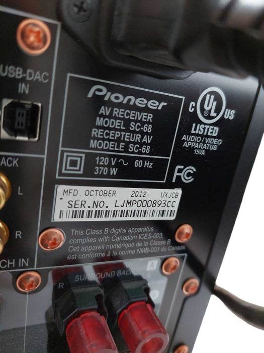 Pioneer Elite AV Receiver Model: SC-68  =