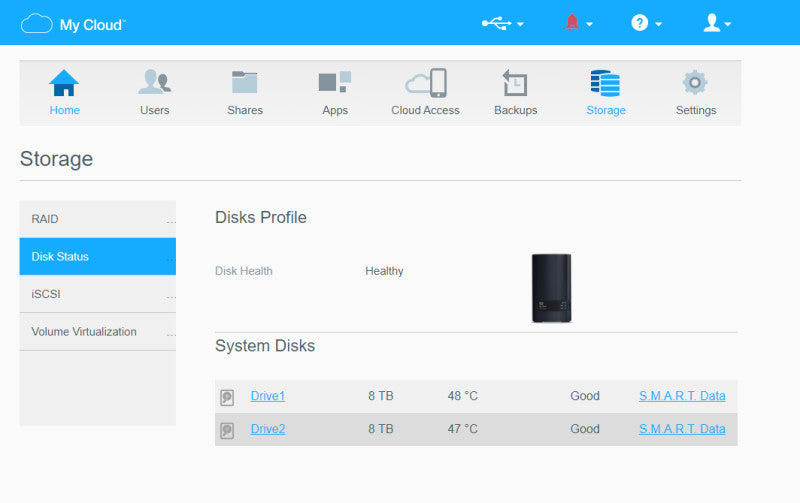 WD My Cloud EX2 Ultra NAS, 2x 8TB HDDs