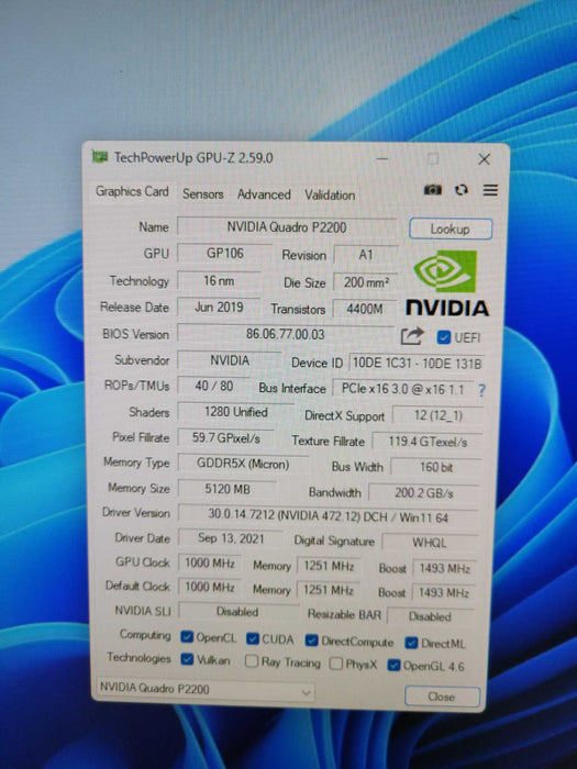 NVIDIA Quadro P2200 5GB GDDR5X Graphics Card | 4x DisplayPort !