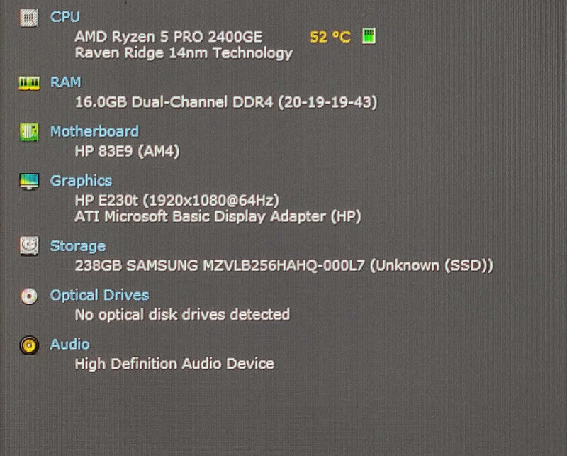 HP EliteDesk 705 G4 DM 35W, AMD Ryzen 5 Pro 2400GE, 16GB DDR4, 256GB NVMe, WiFi, PWR