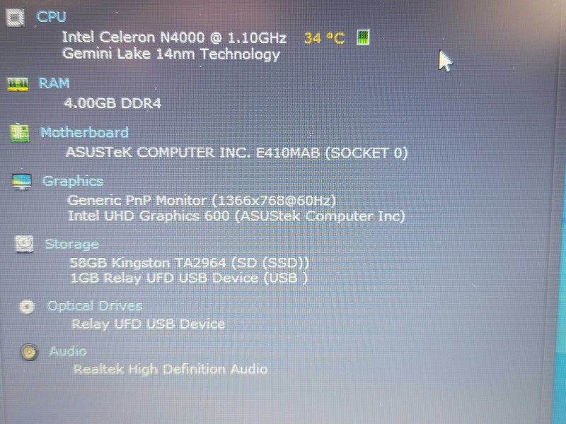 ASUS VivoBook E410| Celerion N4020| 4GB DDR4| 64GB eMMc Î² BudLap