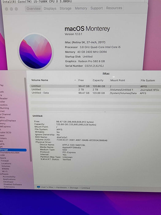 iMac Retina 5K 2017 27" | i5-7600 @3.8GHz | 40GB RAM | 2TB HDD - READ