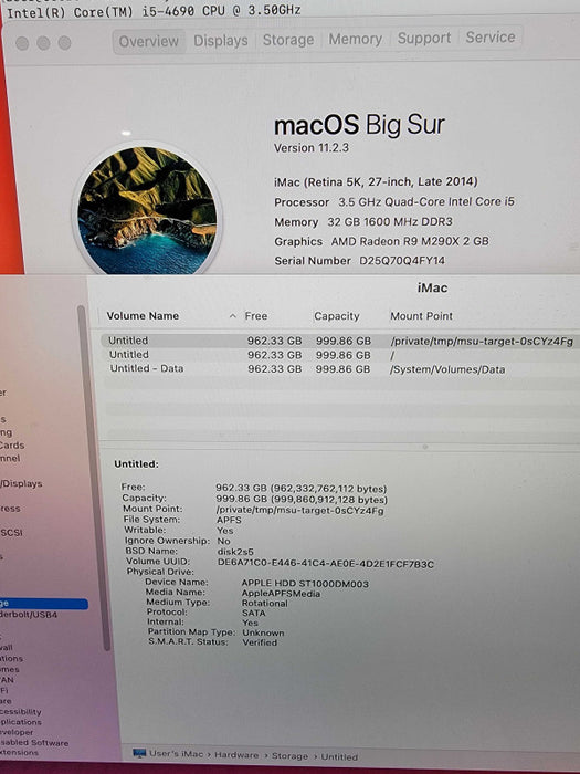 iMac Retina late 2014 27\\" | i5-4690 @3.5GHz | 32GB RAM | 1TB HDD