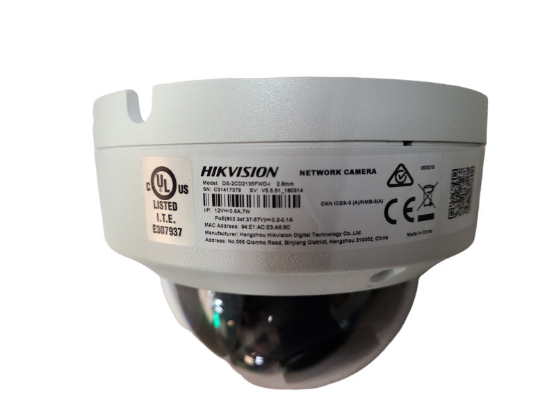 Hikvision DS-2CD2135FWD-I, 2.8MM EXIR 3MP, PoE & 12V Network Camera