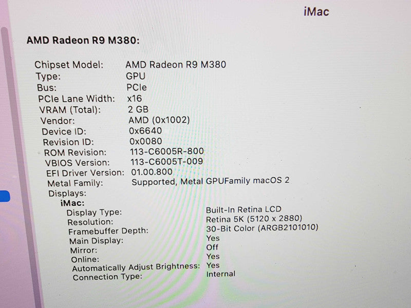 Apple iMac Retina 5K 2017 27\\" 4-Core i5-6500 @ 3.2GHz 8GB DDR3 1TB HDD [Read] (