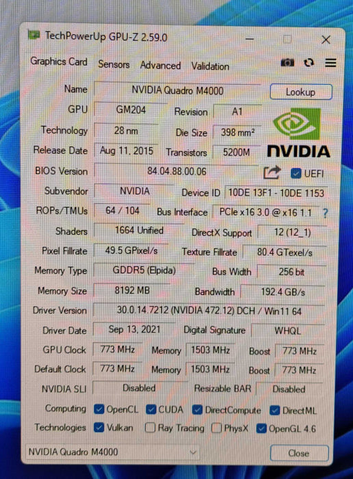 NVIDIA Quadro M4000 | 8GB GDDR5 PCIe Graphics Card | 4x DisplayPort