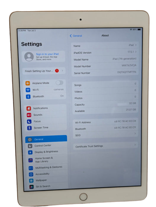 Apple iPad (7th generation) 32GB Rose Gold A2197 UNLOCKED  -