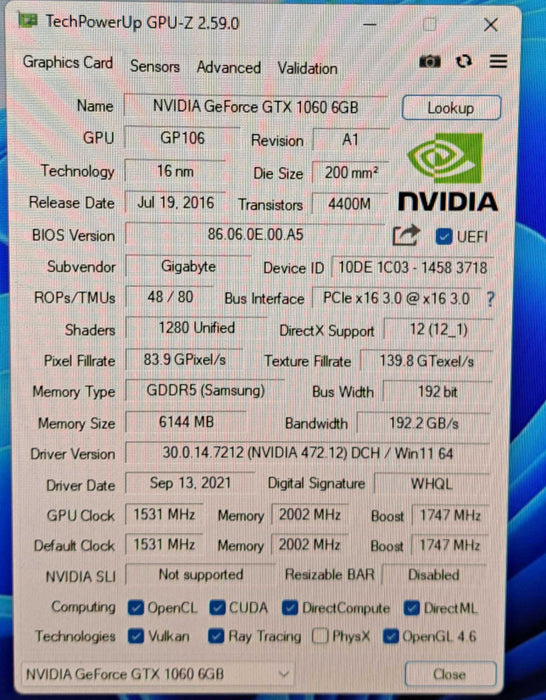 GIGABYTE GeForce GTX 1060 Mini ITX OC 6GB Video Card | GV-N1060IXOC-6GD