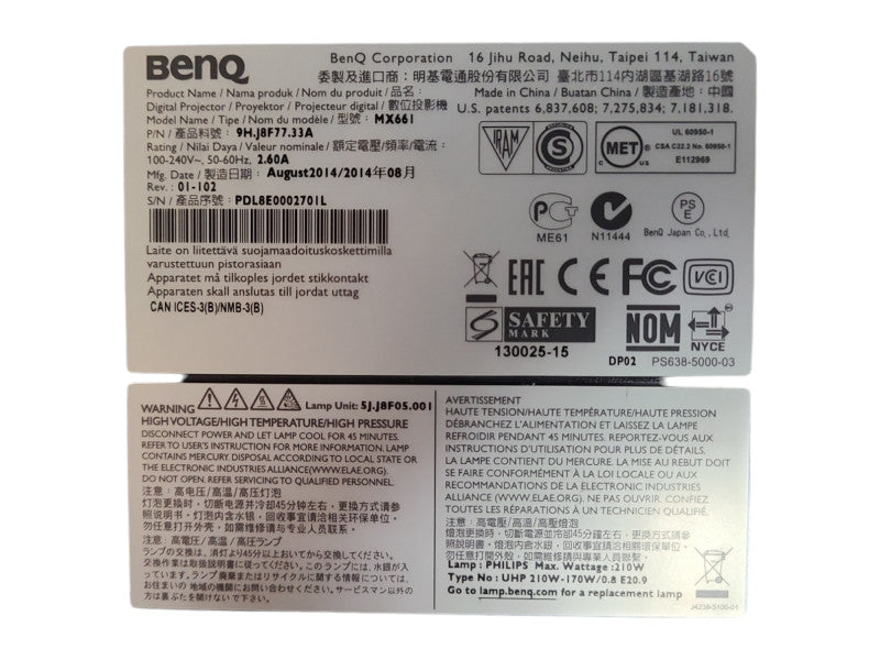 BenQ MX661 Projector, 261 Lamp Hours w/ Remote & Bag