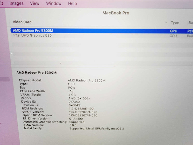 Apple Macbook Pro 2019 16\\" 6-Core i7-9750H @ 2.6GHz 16GB DDR4 512GB SSD Radeon Pro 5300M 4GB [Read] (