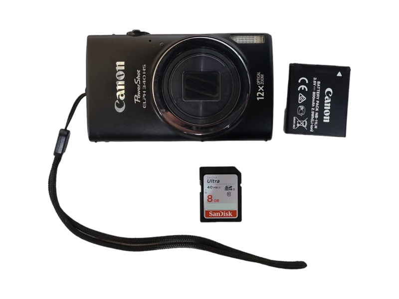 Canon PowerShot ELPH 340 HS Digital Camera w/ Battery & 8GB SD Card