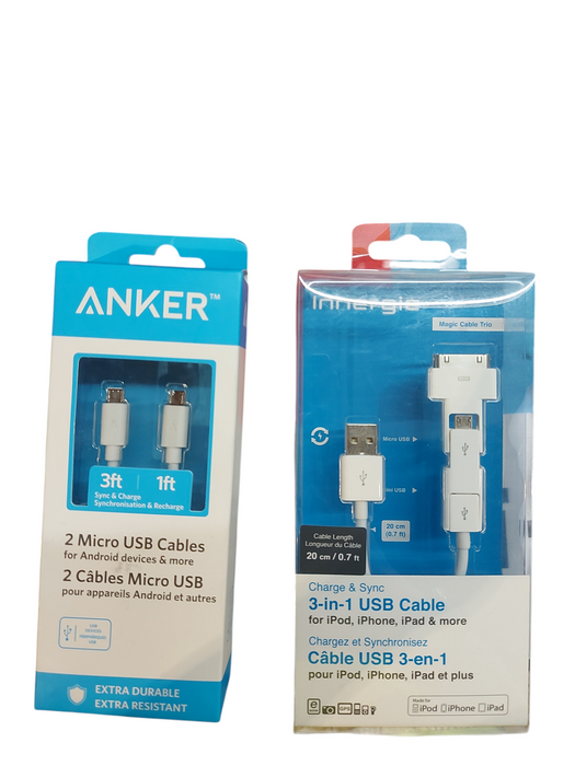 Lot 2x Anker | Innergie |  USB & Micro Cables - Read Description