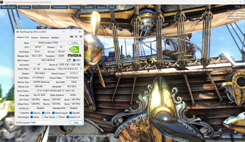 NVIDIA Quadro P1000 Low Profile GPU + mini Display/Port to VGA Adaptor  Q