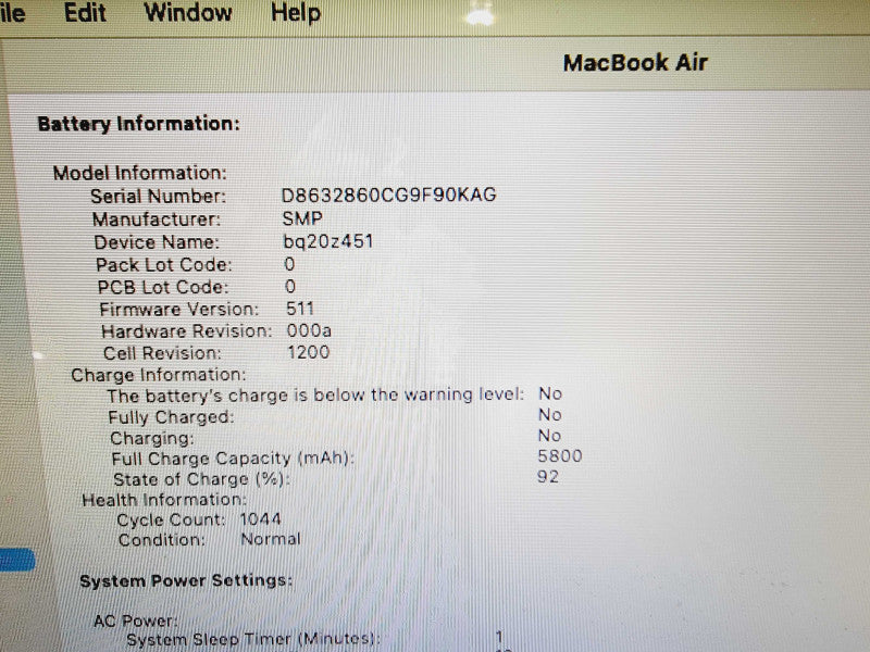 Apple Macbook Air 2013 13\\" 2-Core i5-4250U @ 1.3GHz 8GB DDR3 120GB SSD [Sonoma OS] (