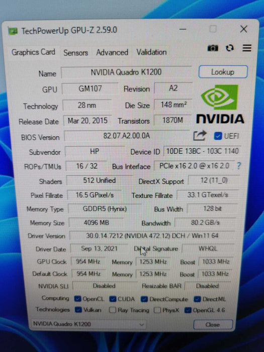 NVIDIA QUADRO K1200 4GB PCIE - Low-Profile Q%