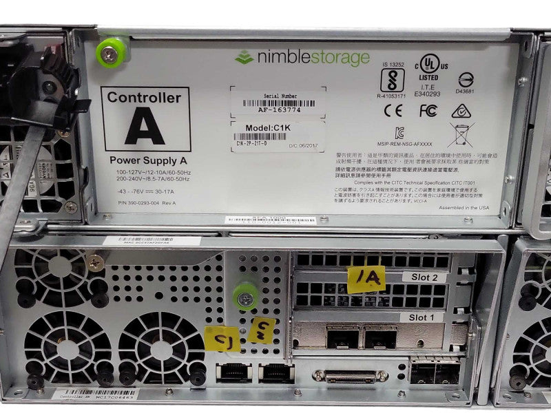 Nimble Storage C1K-2P-21T-D 24-Bay Storage 2x Controller, 10GbE ISCSI 2x PSU _