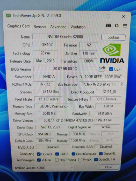 NVIDIA QUADRO 2000 2GB PCIE %