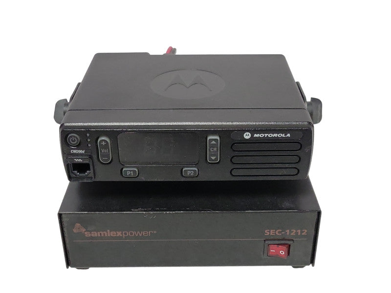 motorola CM200d AAM01QNC9JA1AN digital Radio w/ Samlexpower SEC-1212, READ  _