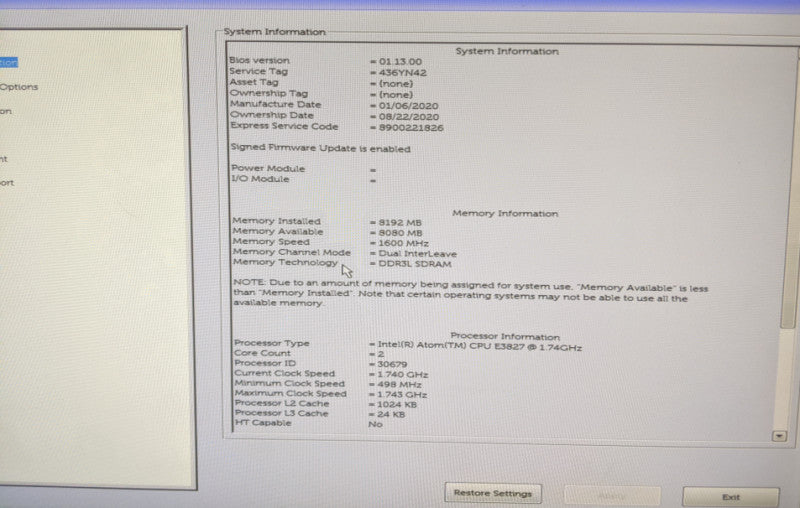 Dell Edge Gateway 5000 | Atom E3827 | 8GB DDR3 | No HDD | LBEE5ZZ1EN Q