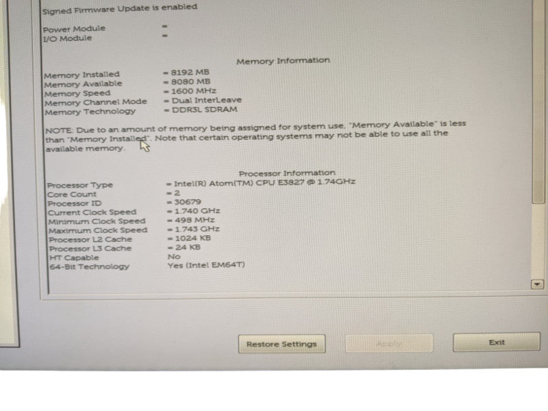 Dell Edge Gateway 5000 | Atom E3827 | 8GB DDR3 | No HDD | LBEE5ZZ1EN Q
