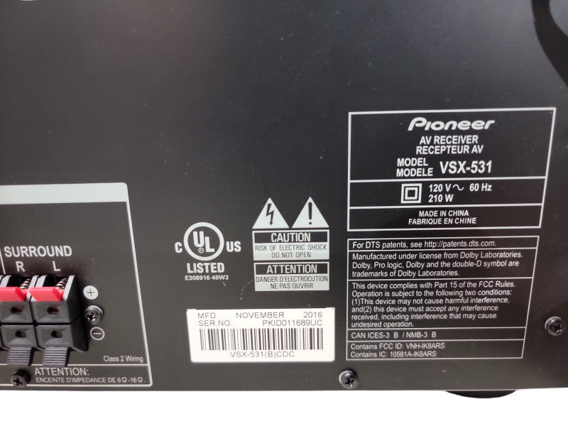 Pioneer VSX-531 5.1 AV Receiver | Bluetooth Home Theatre | HDMI