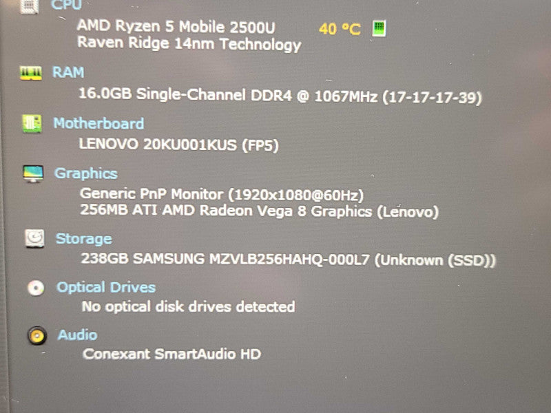 Lenovo ThinkPad E485| Ryzen 5 2500U| 16GB DDR4| 256GB SSD NO ADAPTER Î² BudLap