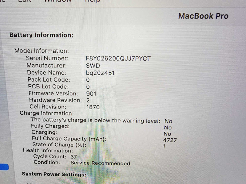 Apple Macbook Pro 2020 13\\" 4-Core i5-1038NG7 @ 2.0GHz 16GB DDR4 512GB SSD (