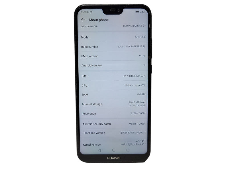Huawei P20 Lite ANE-LX3 - 32GB $