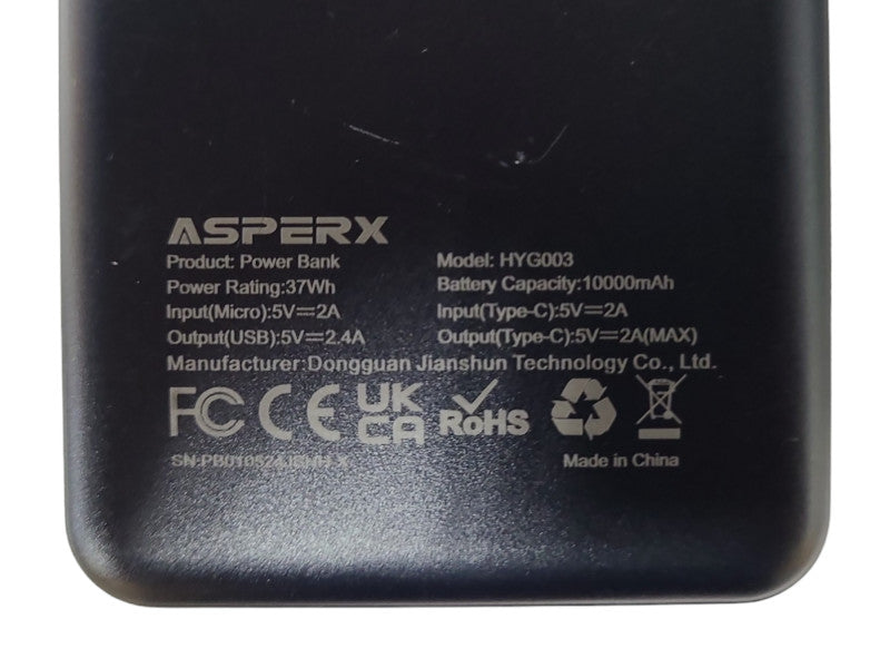 Asperx 10000Mah USB C Output Portable Charger Power Bank Fast Charging