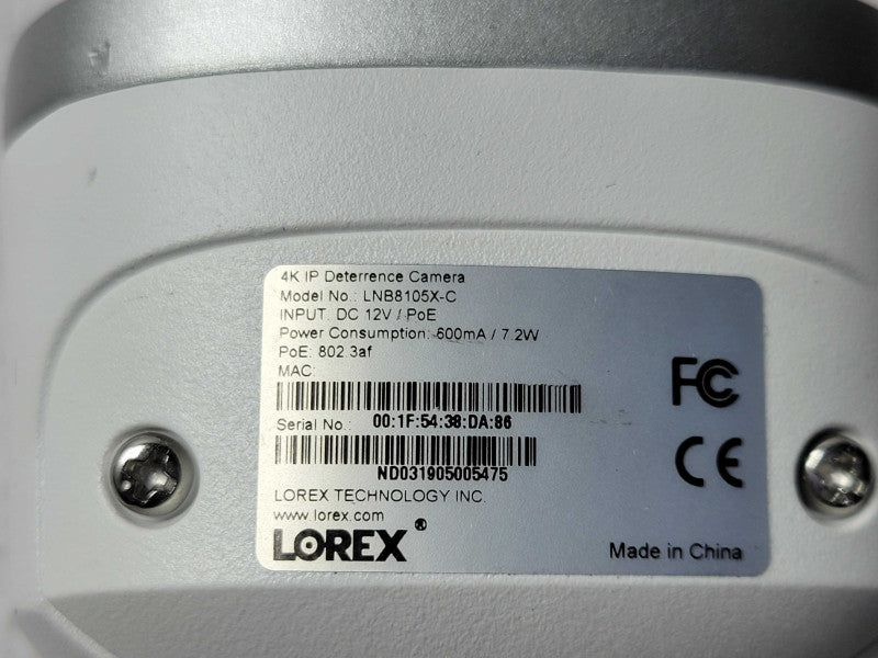 Lorex 4K IP Deterrence Camera LNB8150X-C, READ _