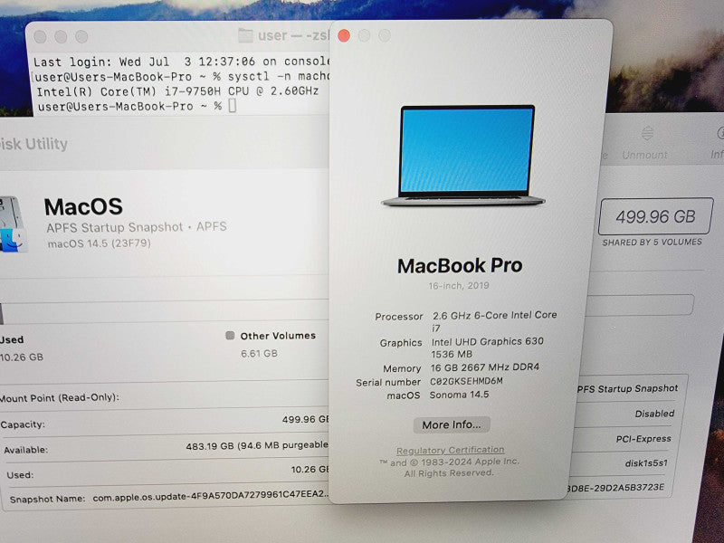 Apple Macbook Pro 2019 16\\" 6-Core i7-9750H @ 2.6GHz 16GB DDR4 500GB SSD Radeon Pro 5300M 4GB (