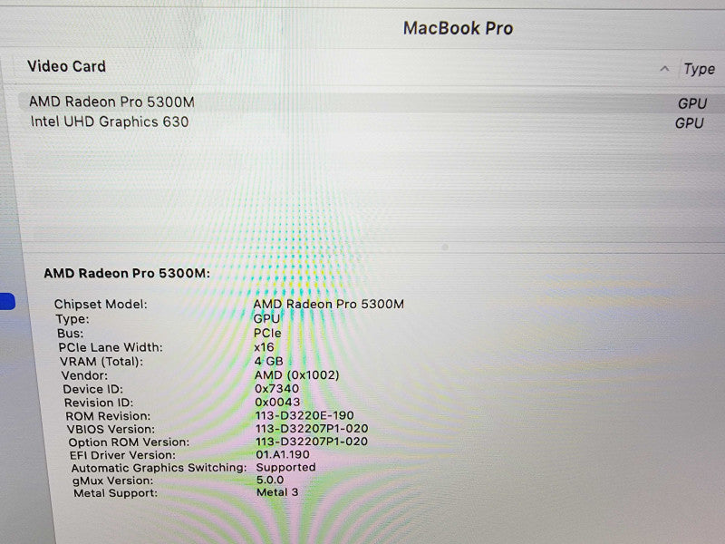 Apple Macbook Pro 2019 16\\" 6-Core i7-9750H @ 2.6GHz 16GB DDR4 500GB SSD Radeon Pro 5300M 4GB (