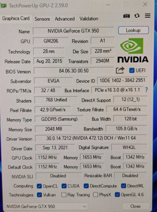 EVGA NVIDIA GeForce GTX 950 2GB GDDR5 Graphics Card | 3x DP, HDMI, DVI