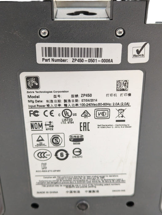 Zebra ZP 450 Thermal Printer Q-